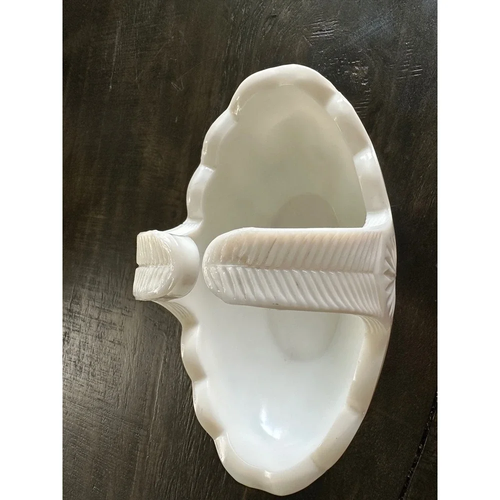 Vintage Milk Glass Basket Weave Diamond Point Candy Dish White Decor Display VGC